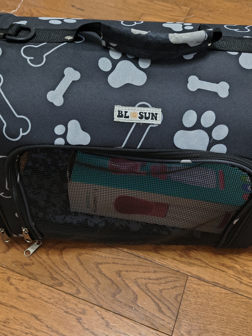Black Paw-Print Soft-Sided Pet Carrier